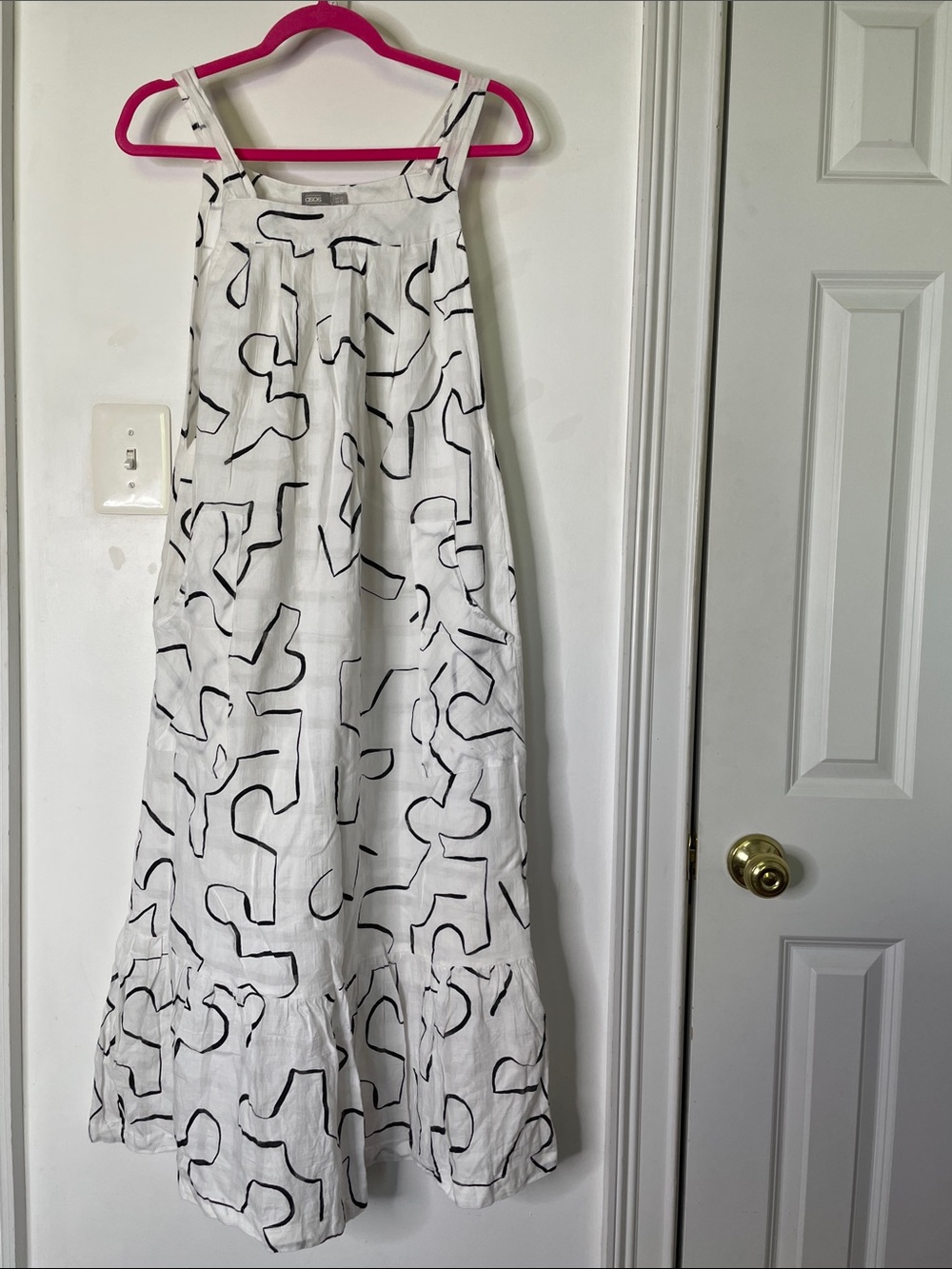 ASOS White Maxi Dress with Black Abstract Print